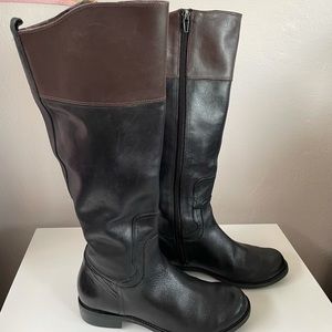 Knee high, two tone leather, Nine West boots.